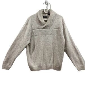 Men’s Shawl Collar Knit Pullover Winter Layering Sweater Size XL Minimalist